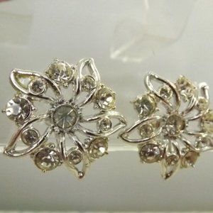 Vintage Rhinestone & Silvertone Screwback Earrings
